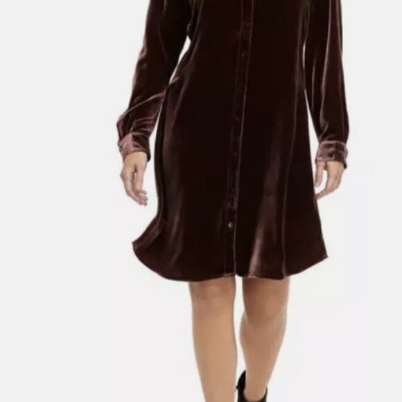 Eileen Fisher Velvet button front dress - size large - Picture 1 of 7